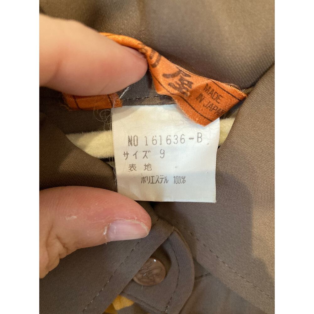 Italiya Japanese Label Midi Silk-like Pleated Dress Japanese Blockprint Sz S/M - Picture 10 of 11